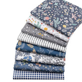 Lot de 8 Fat Quarters bleus à imprimé floral, 40 x 50 cm
